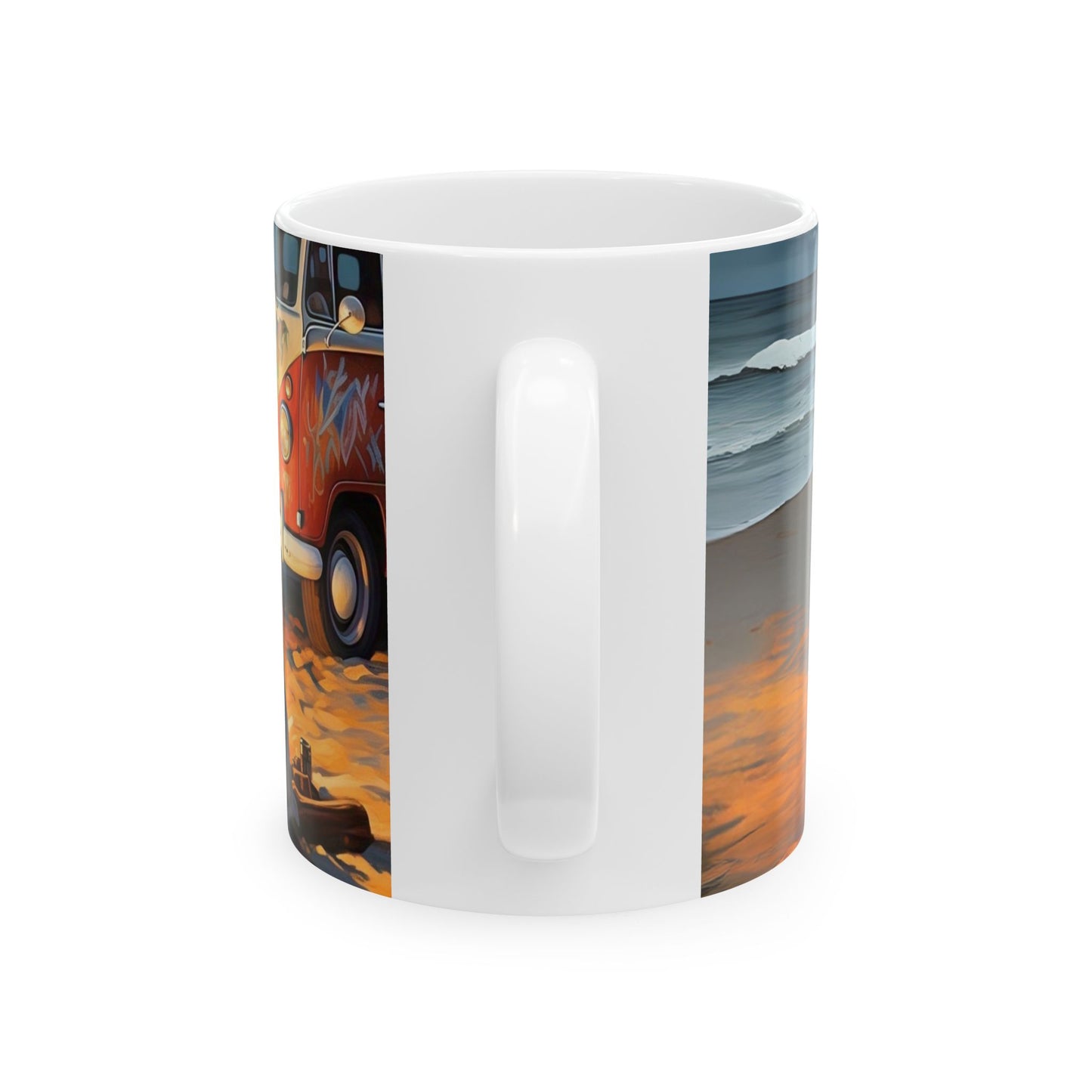 Beach Campfire Ceramic Mug - Cozy Vibes for Ocean Lovers