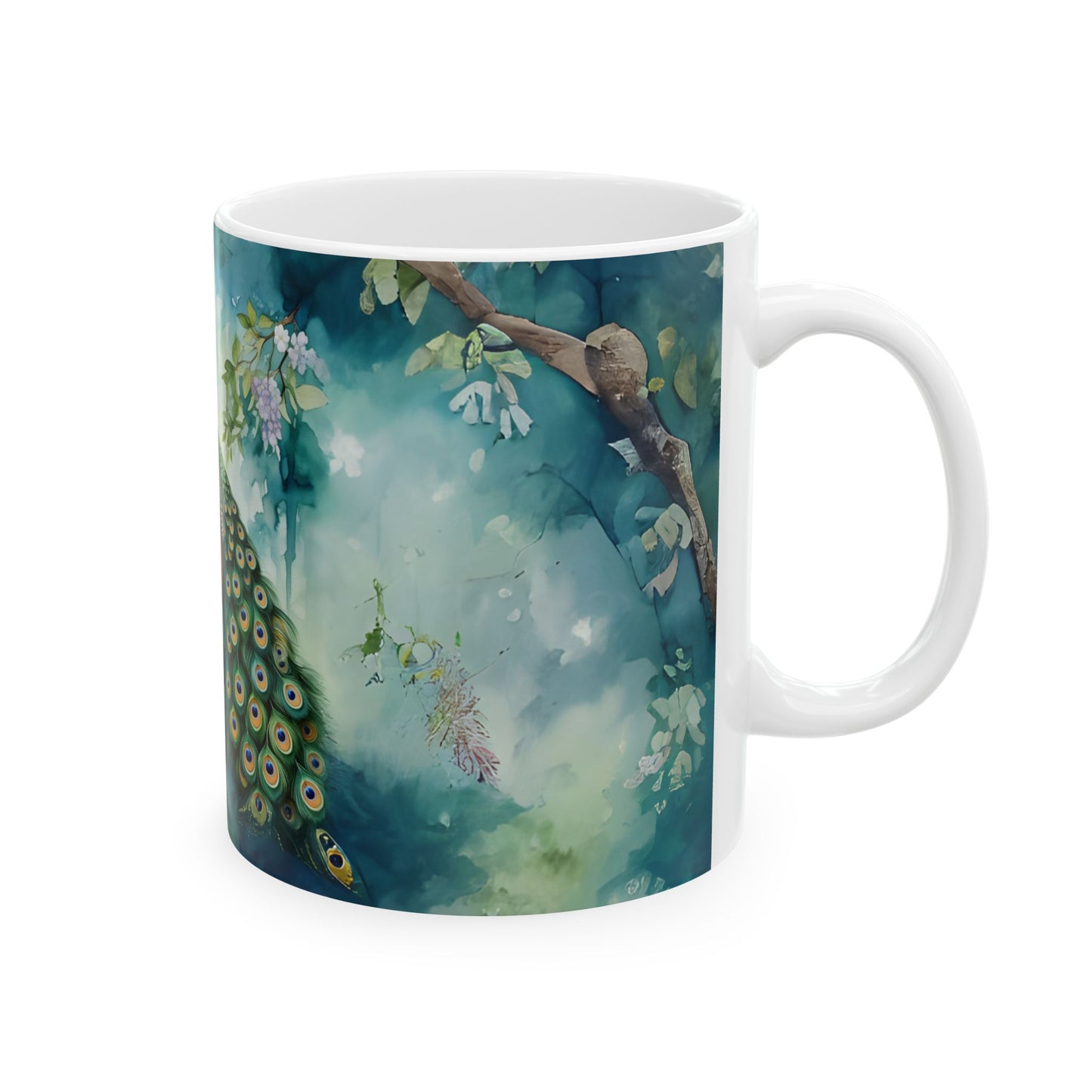 Vibrant Peacock Ceramic Mug - 11oz & 15oz