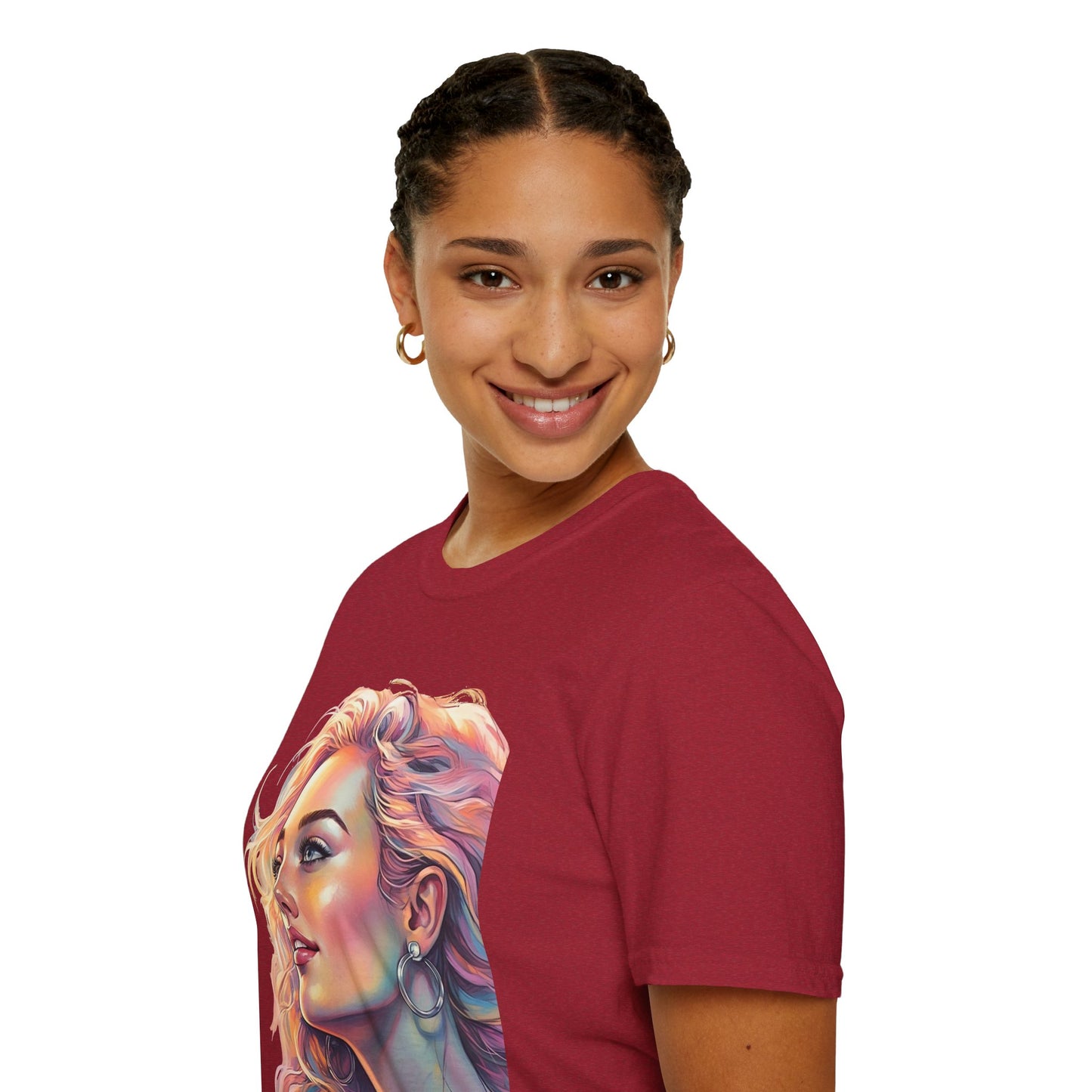 Artistic Women's Portrait T-Shirt - Women's Softstyle Tee for Creative Souls