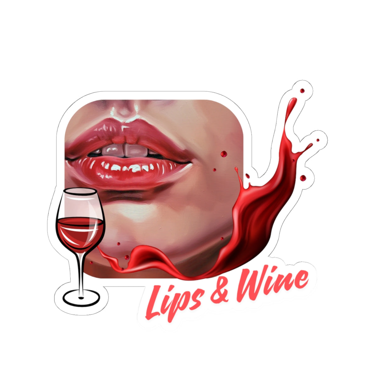 Lips & Wine Kiss-Cut Stickers - Perfect for Wine Lovers and Party Decor