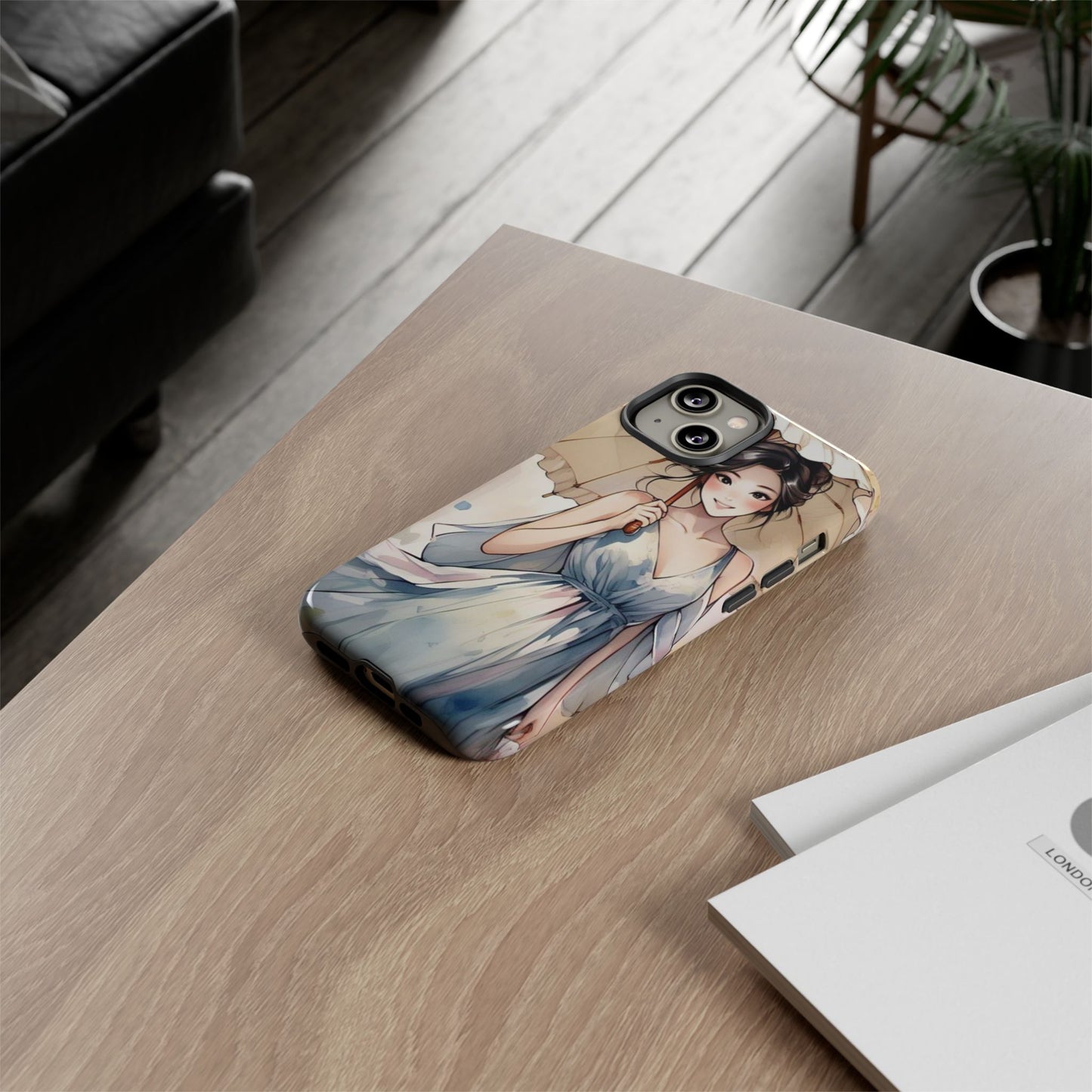 Elegant Floral Phone Case with Umbrella Design