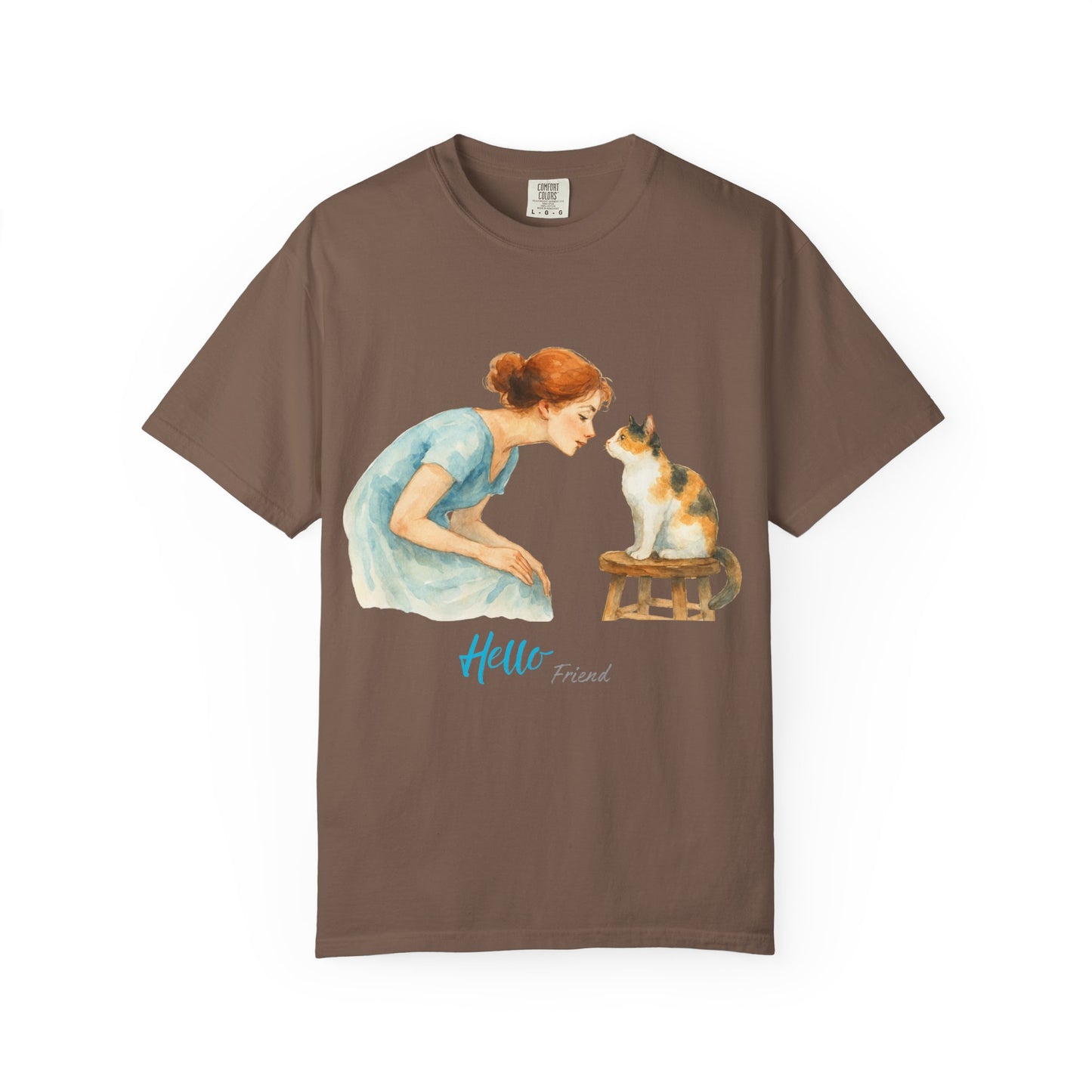 Hello Friend Cat Lover T-Shirt - Unisex Garment-Dyed Tee