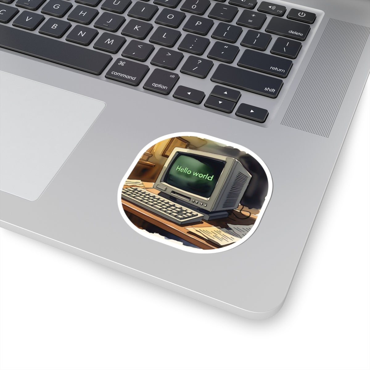 Retro Computer 'Hello World' Kiss-Cut Stickers - Geeky Laptop Decals