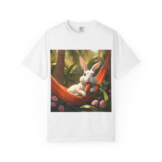 Relaxing Bunny T-Shirt - Unisex Garment-Dyed Tee for Nature Lovers