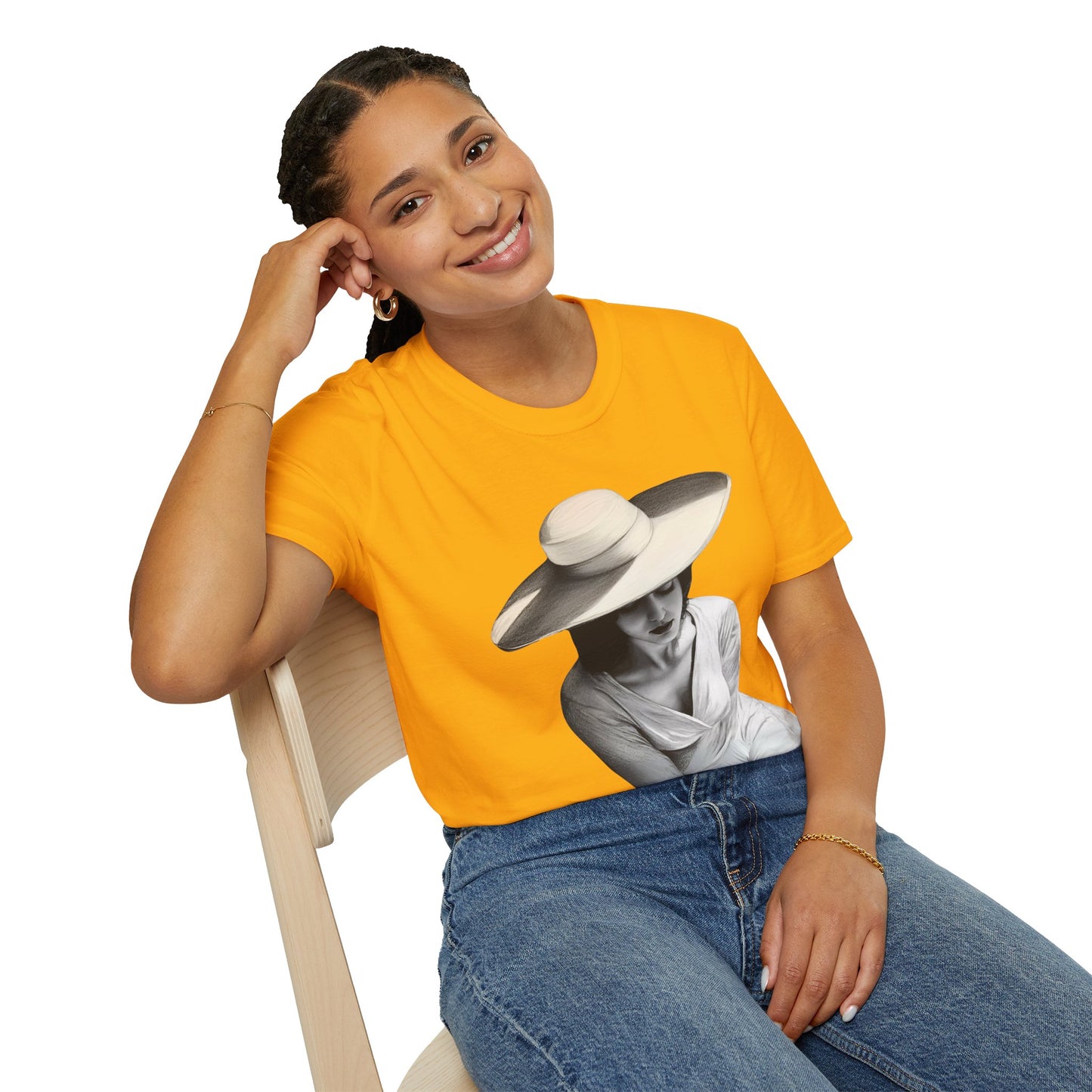 Artistic Women's  Softstyle T-Shirt - Charcoal art Design
