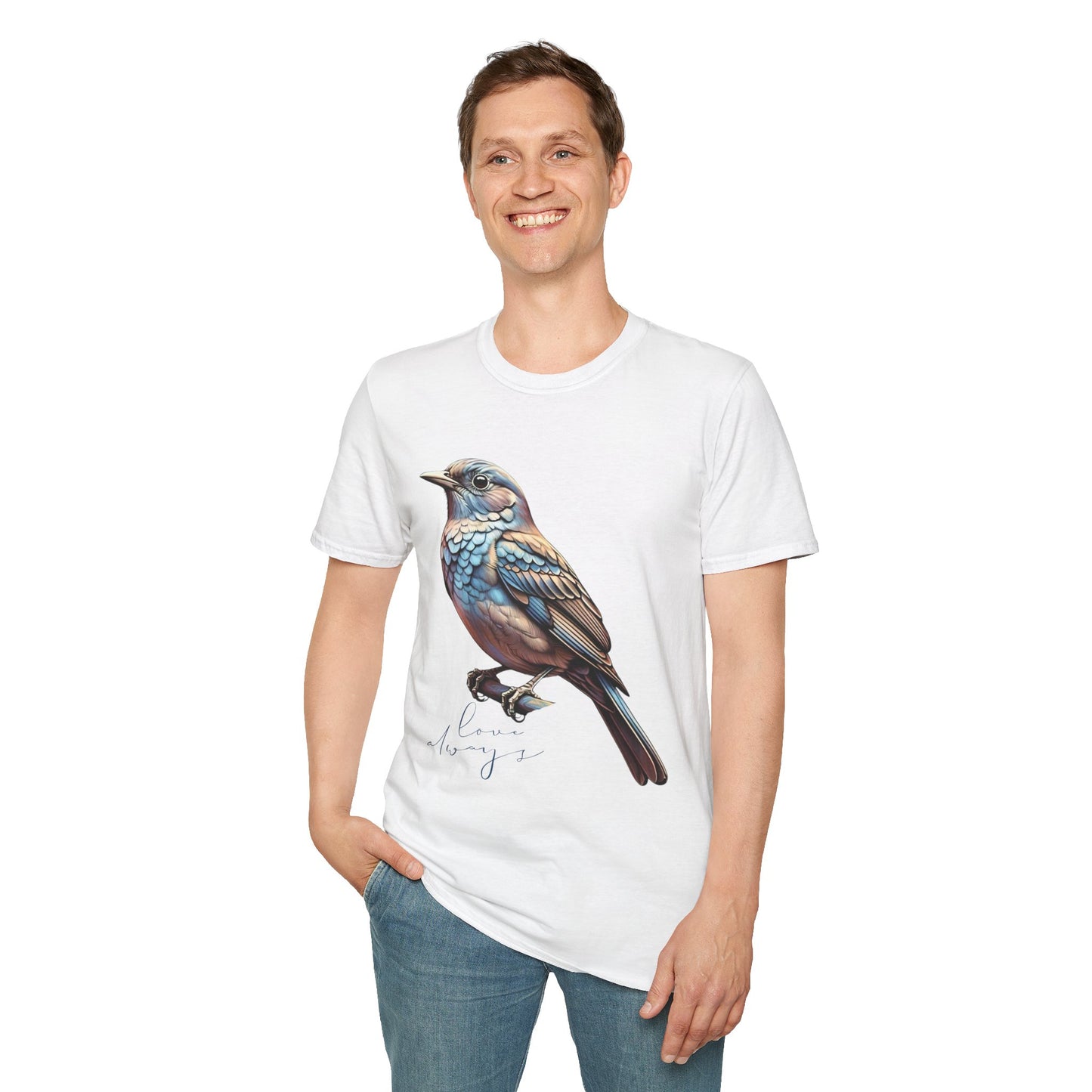 Nature-Inspired Bird Graphic T-Shirt for Soft Comfort