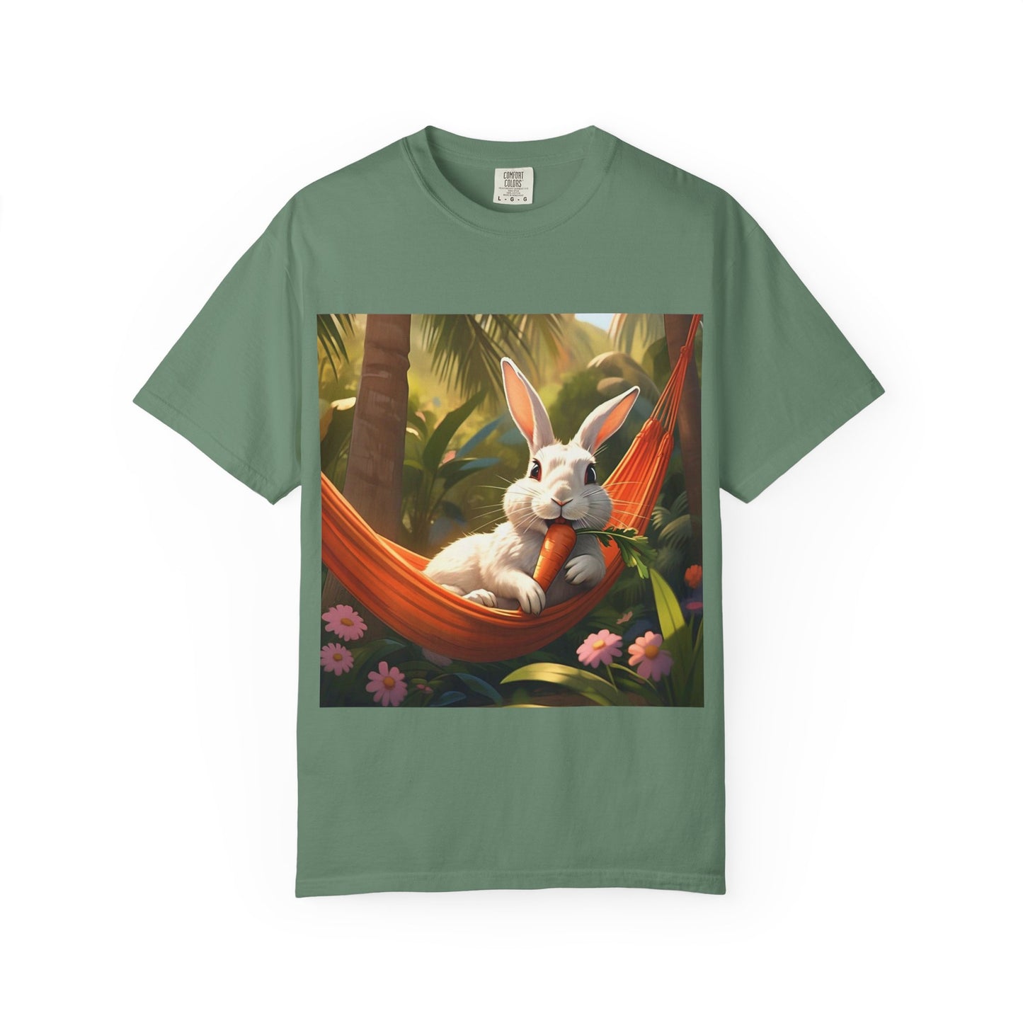 Relaxing Bunny T-Shirt - Unisex Garment-Dyed Tee for Nature Lovers