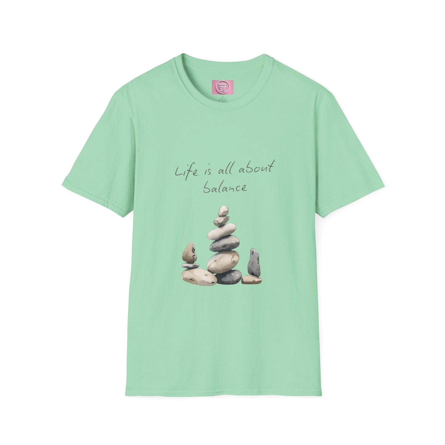 Unisex Softstyle T-Shirt - "Life is all about Balance" Design - Perfect for Mindfulness and Relaxation