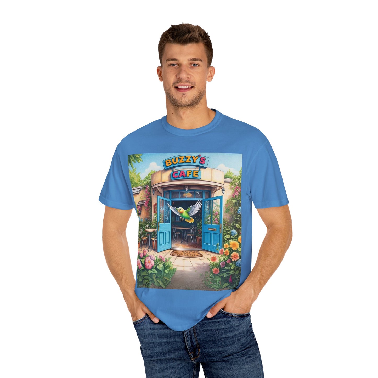 Buzzy's Cafe Unisex Garment-Dyed T-Shirt - Vibrant Summer Vibes