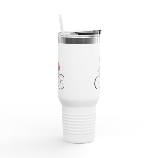 Cycling Enthusiast Insulated Travel Mug - 40oz, Perfect for Adventurers and Coffee Lovers