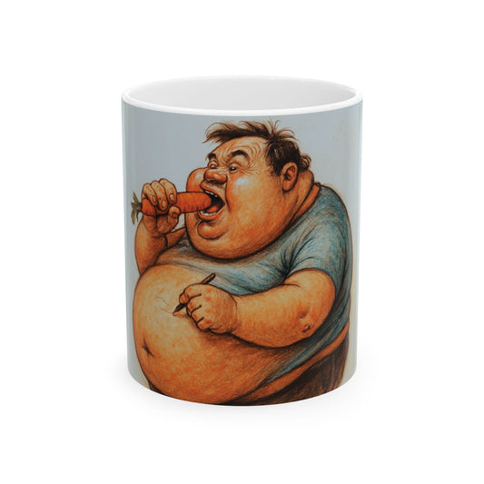 Funny Cartoon Ceramic Mug – Whimsical 11oz & 15oz Cups for Food Lovers
