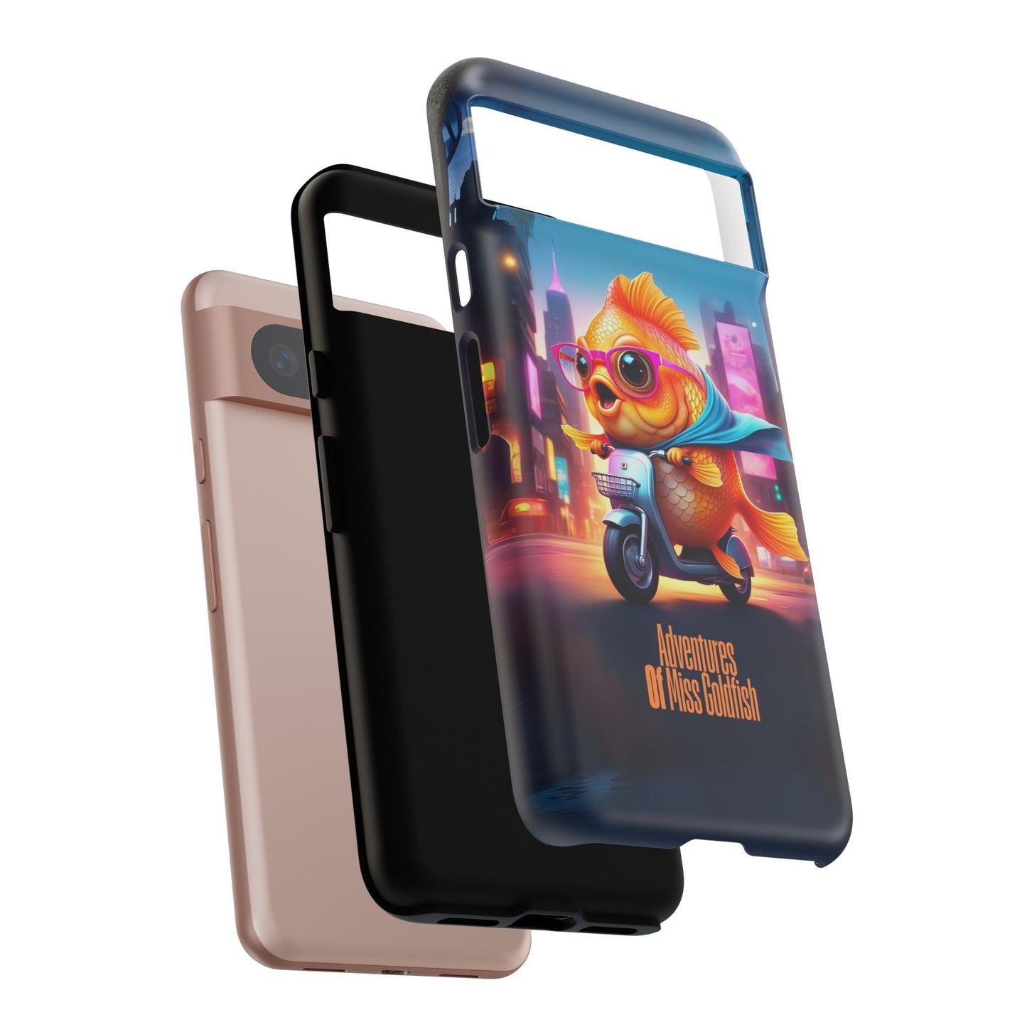 Adventures of Miss Goldfish Phone Case - Fun & Colorful Tough Cover for Fish Lovers
