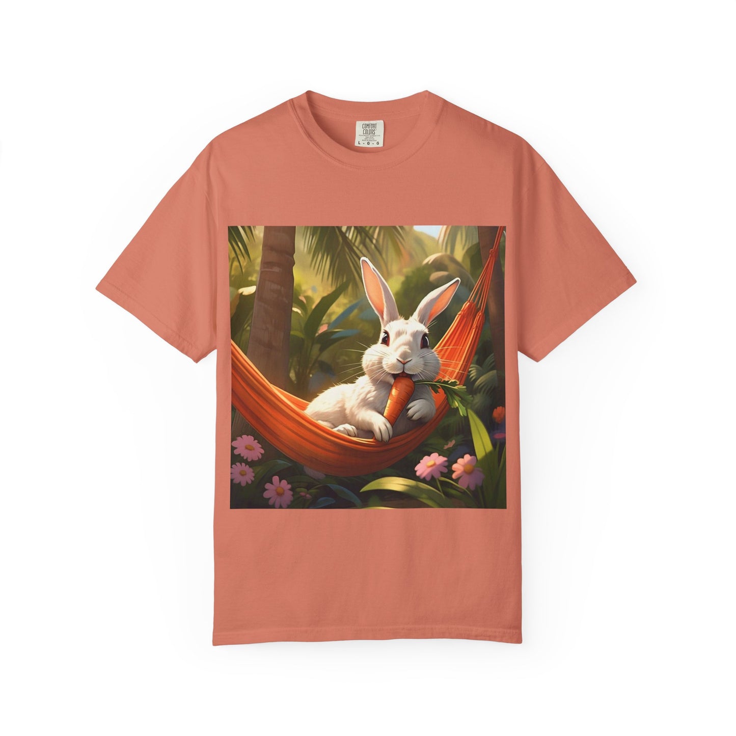 Relaxing Bunny T-Shirt - Unisex Garment-Dyed Tee for Nature Lovers