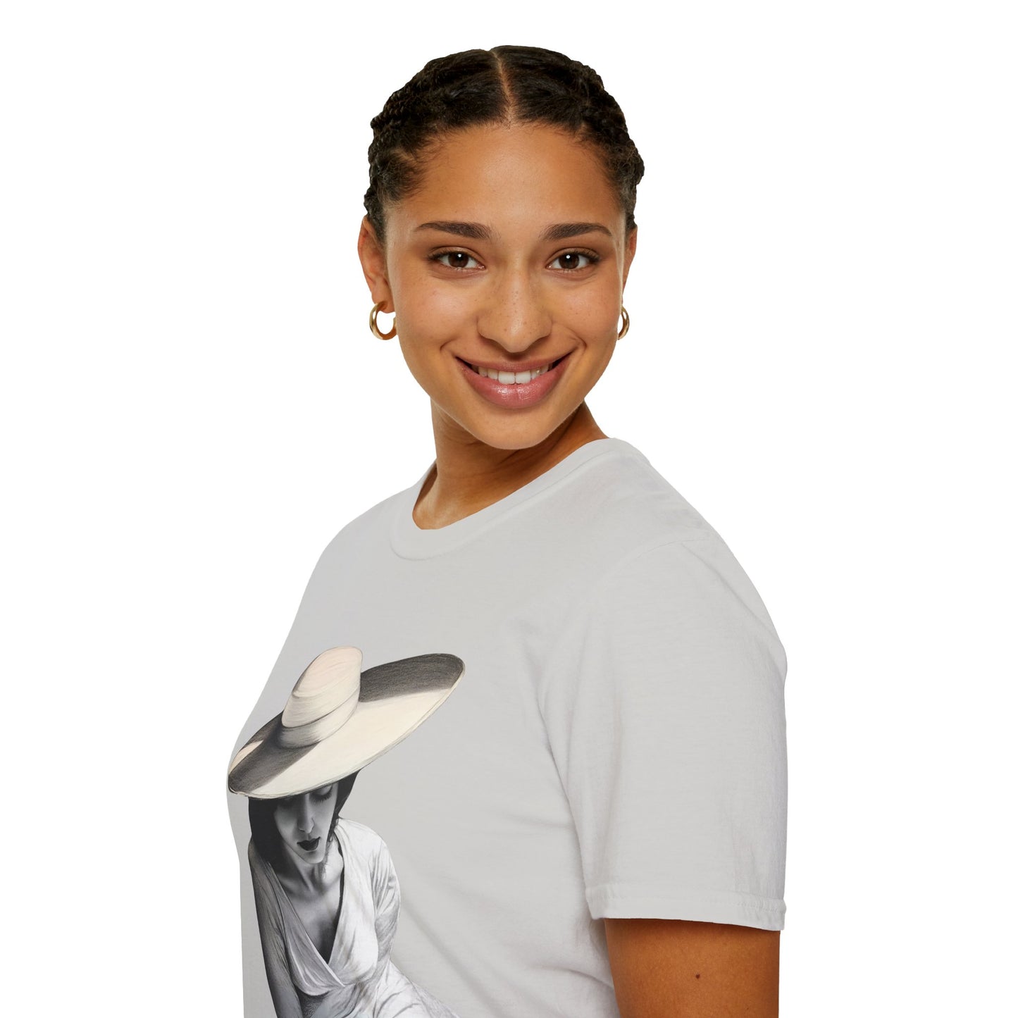 Artistic Women's  Softstyle T-Shirt - Charcoal art Design