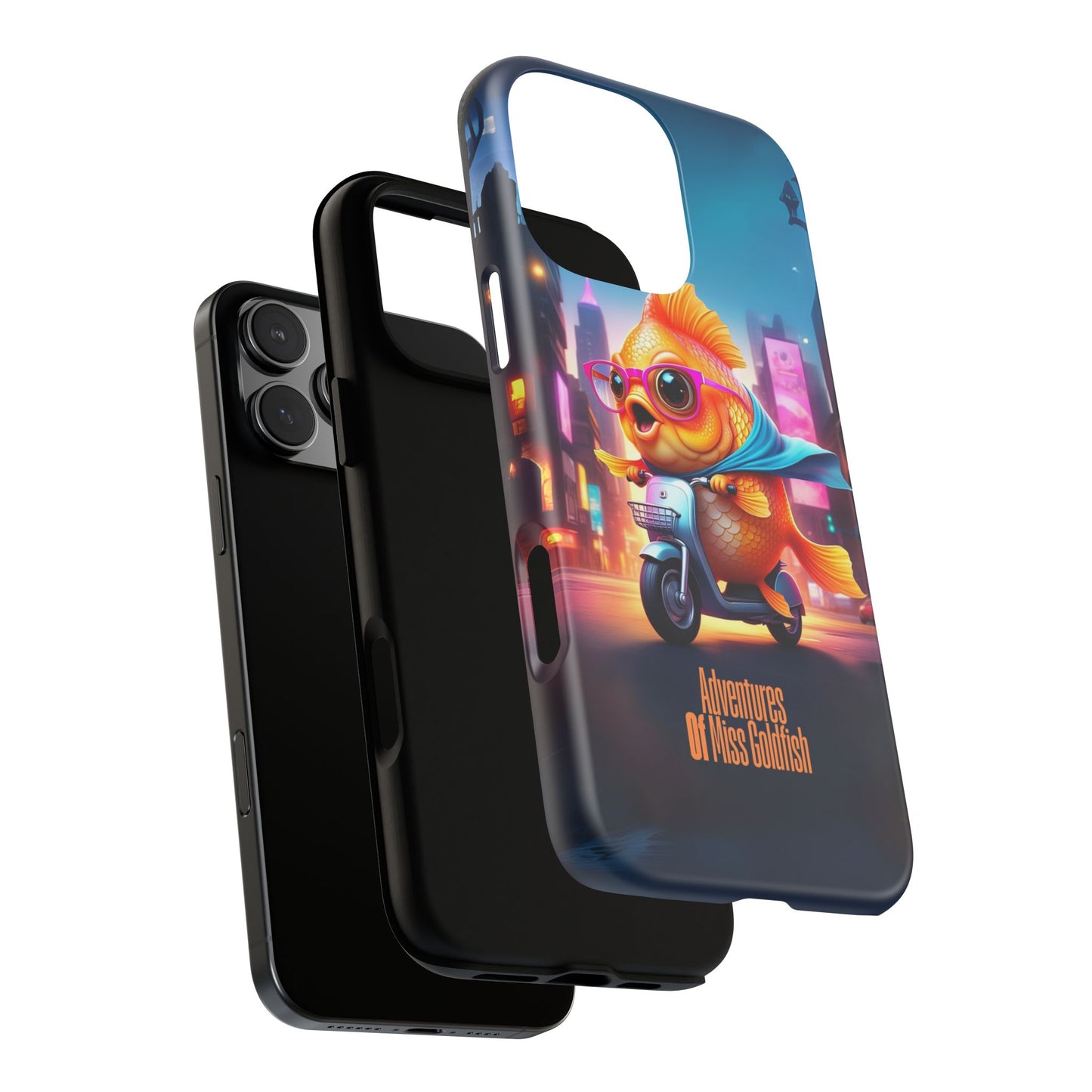 Adventures of Miss Goldfish Phone Case - Fun & Colorful Tough Cover for Fish Lovers