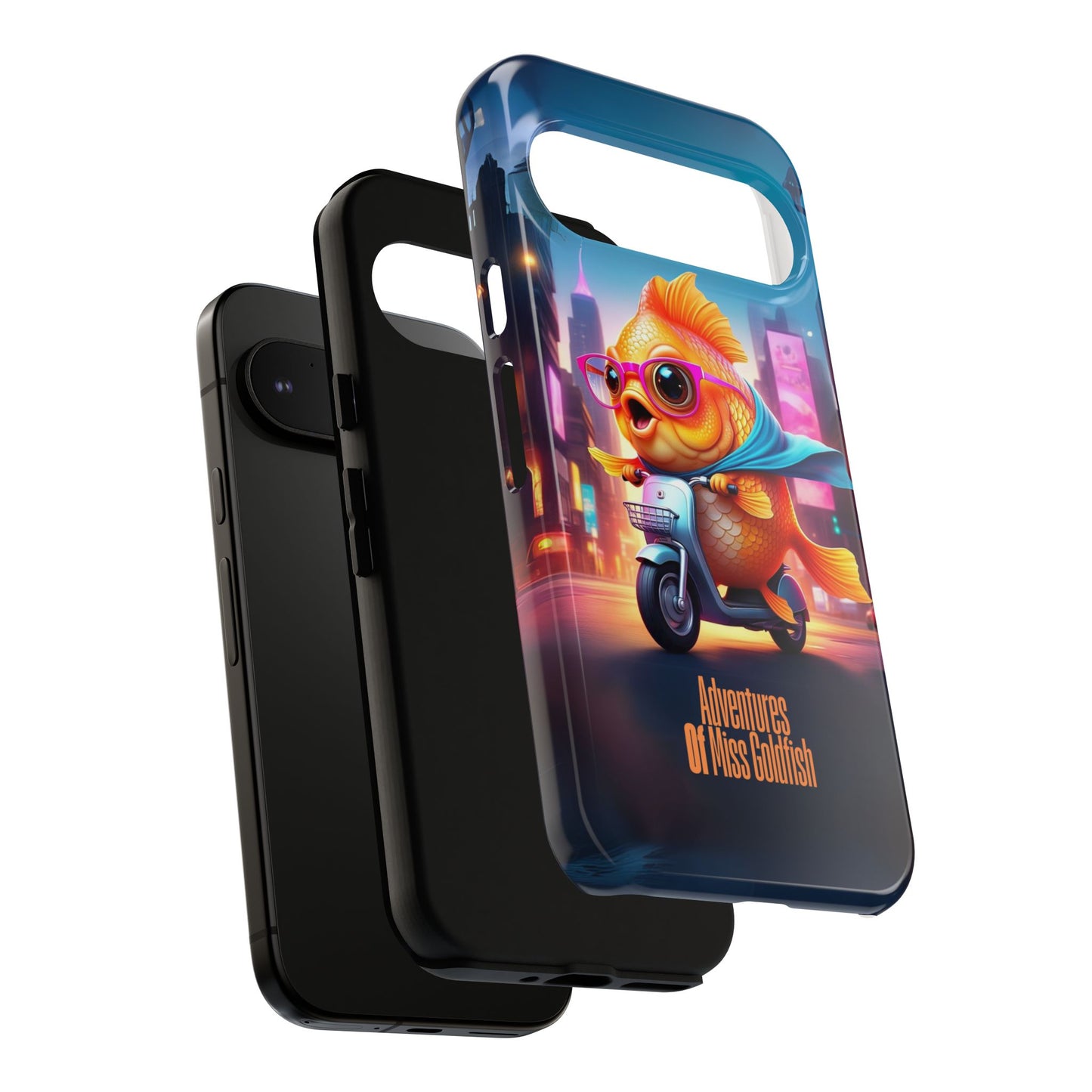 Adventures of Miss Goldfish Phone Case - Fun & Colorful Tough Cover for Fish Lovers