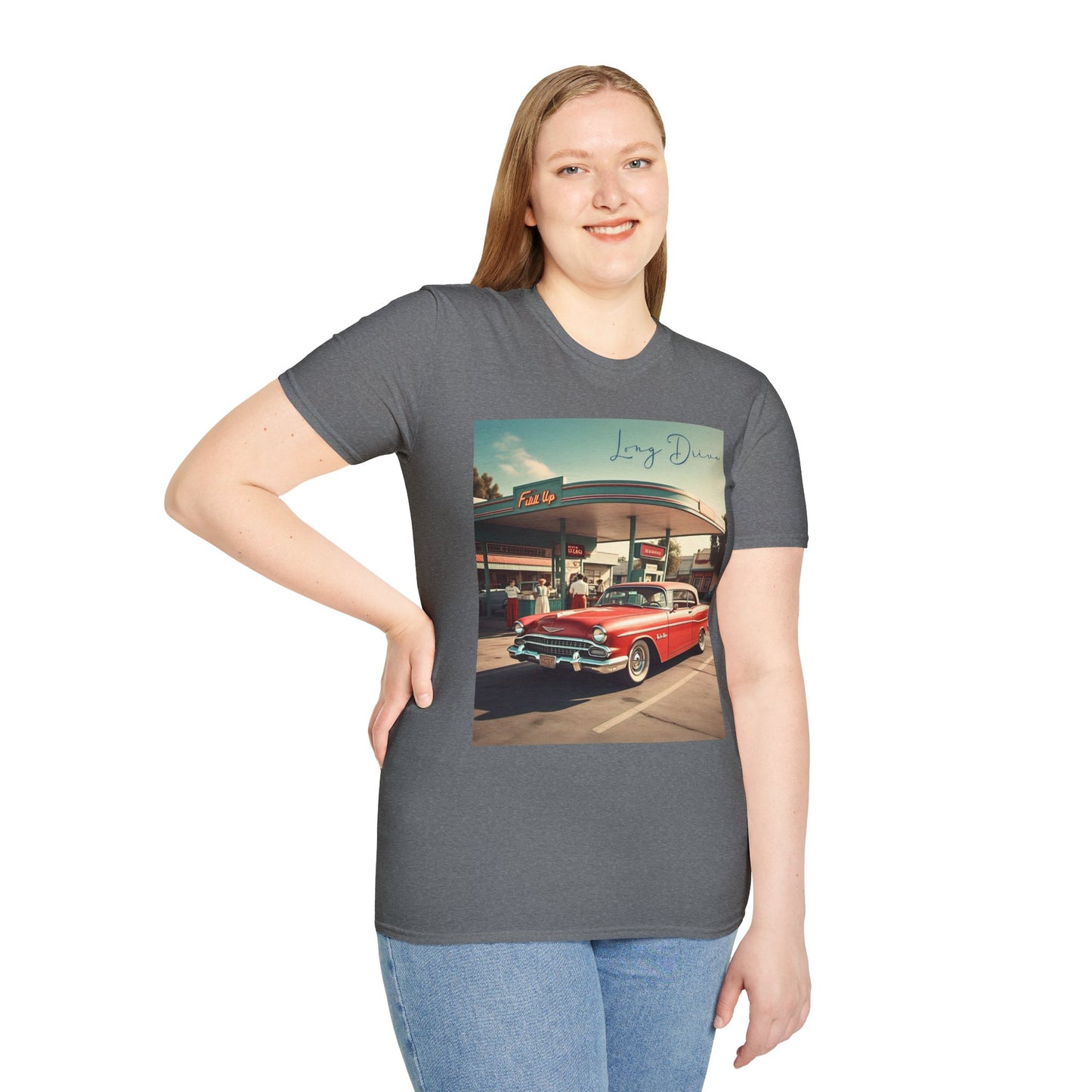 Retro Car Unisex Softstyle T-Shirt - Long Drive Graphic Tee