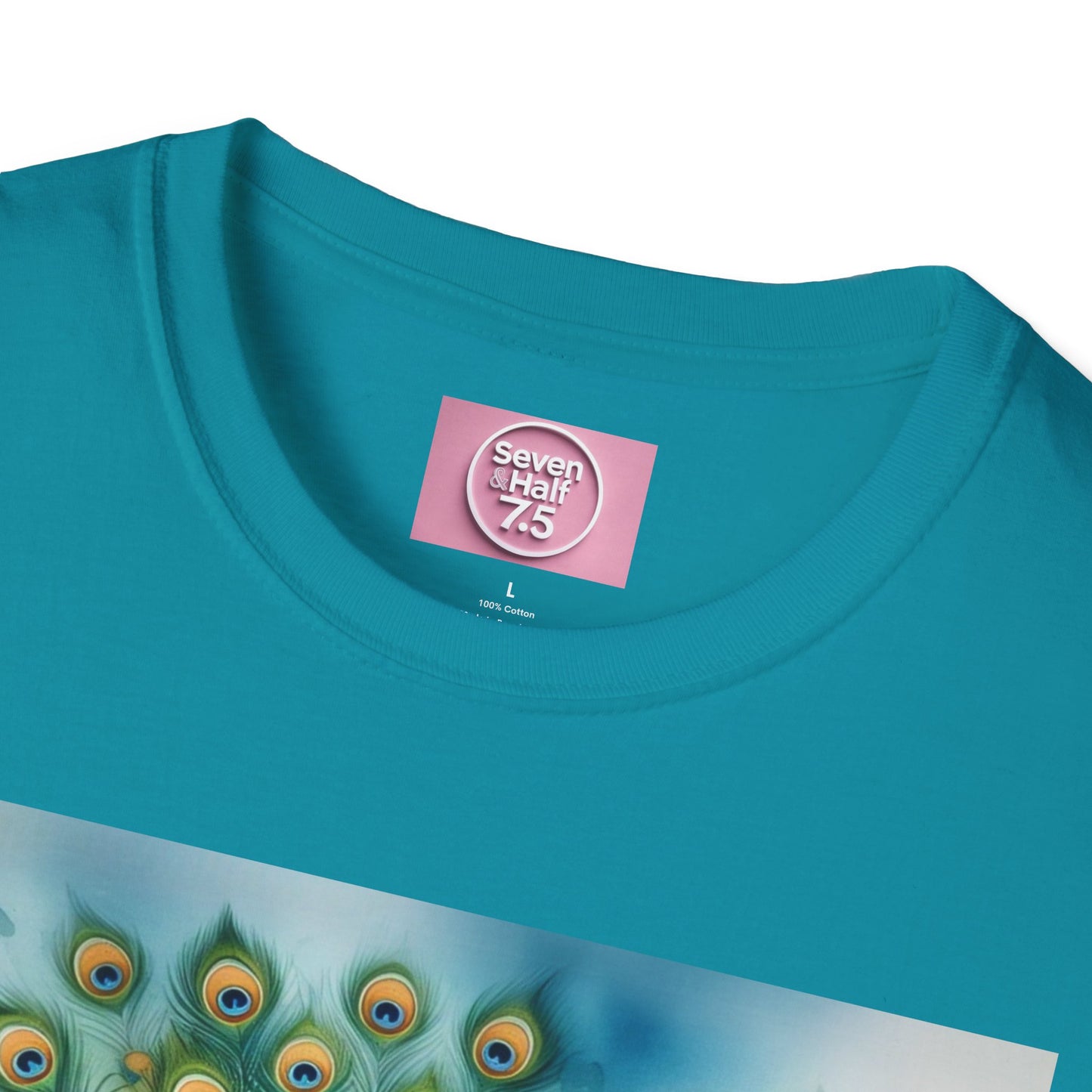 Colorful Peacock Unisex Softstyle T-Shirt - Vibrant Nature Art Tee