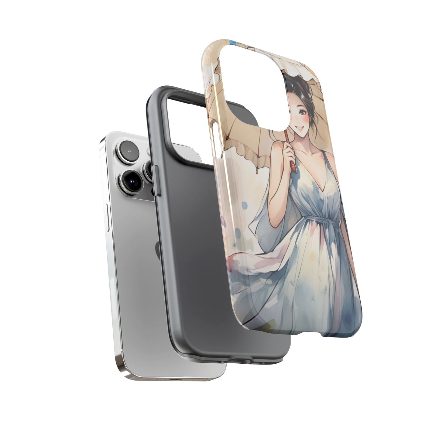 Elegant Floral Phone Case with Umbrella Design