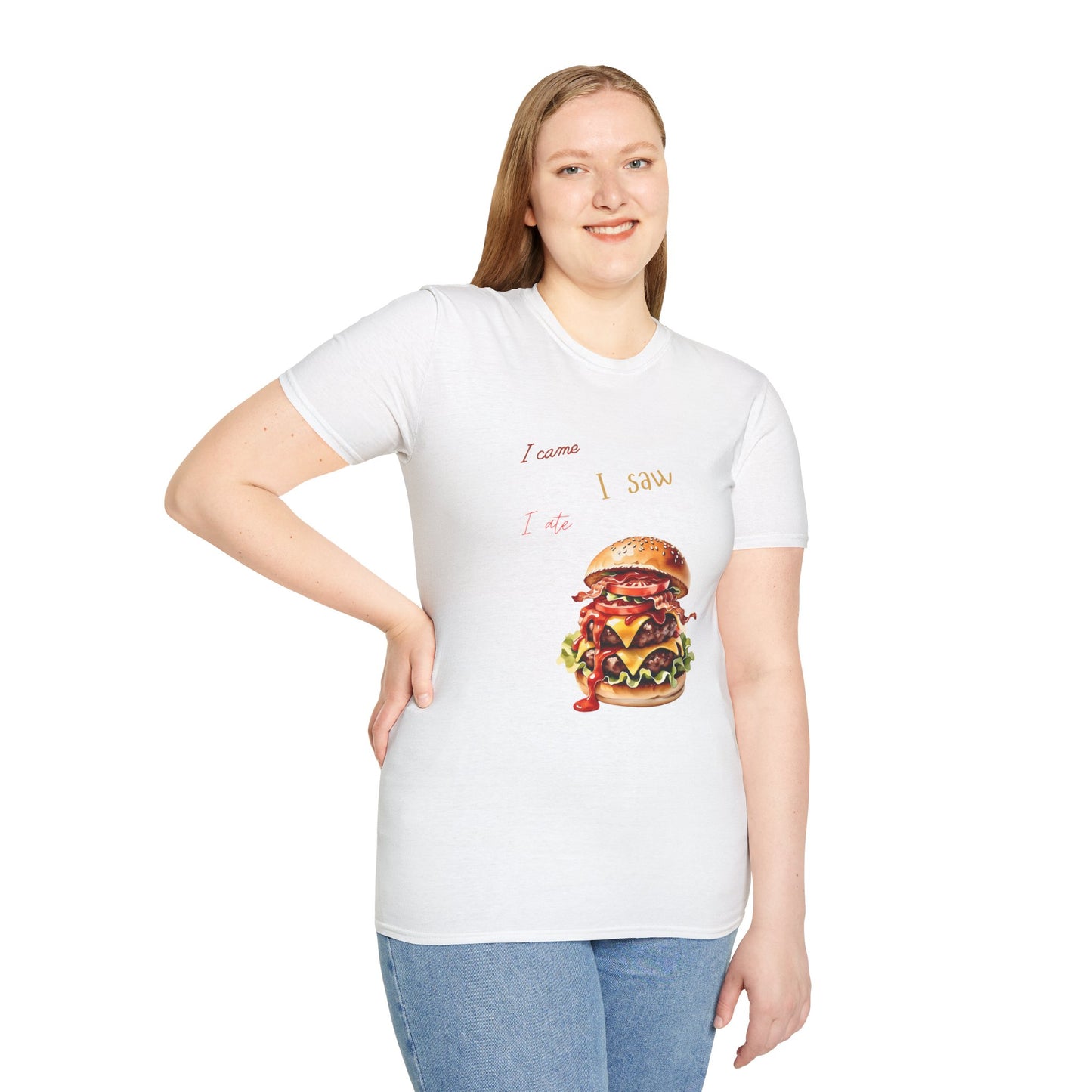 I Came, I Ate Burger Graphic Unisex Softstyle T-Shirt