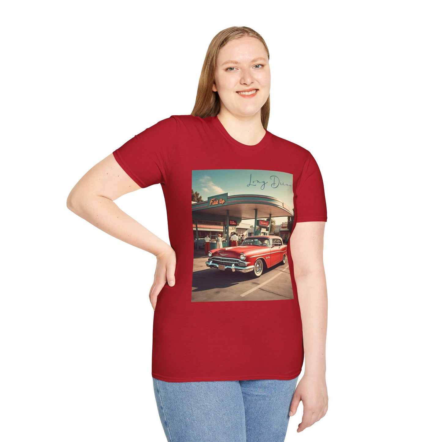 Retro Car Unisex Softstyle T-Shirt - Long Drive Graphic Tee