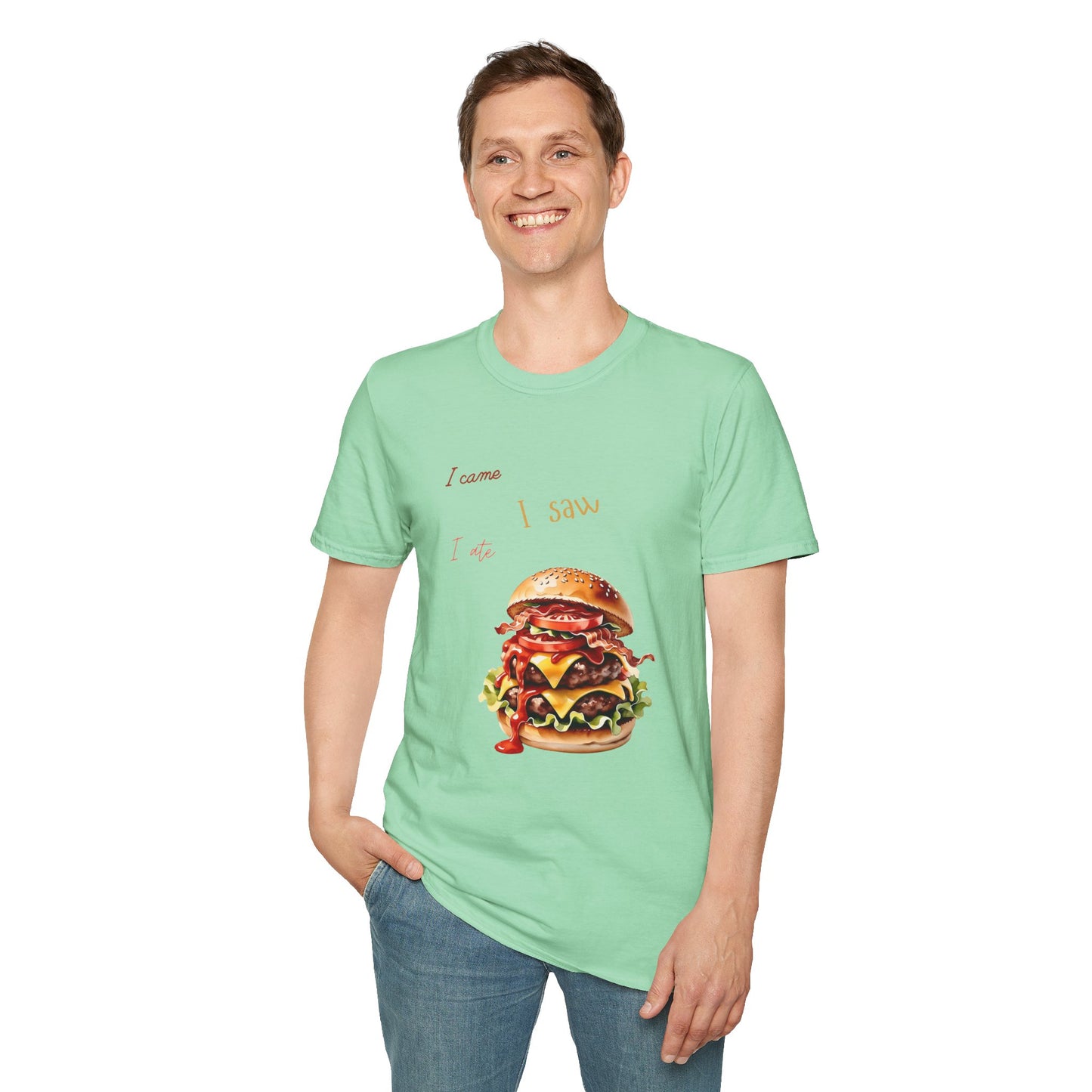 I Came, I Ate Burger Graphic Unisex Softstyle T-Shirt