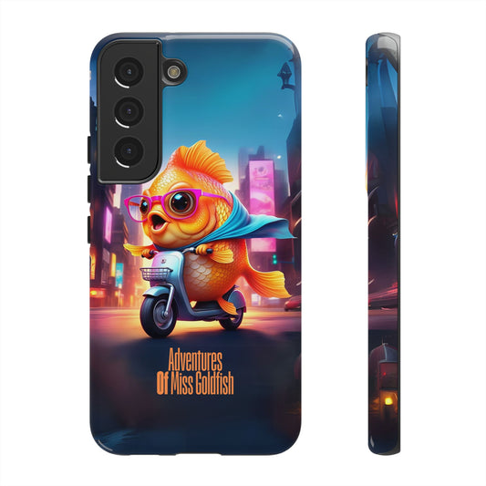 Adventures of Miss Goldfish Phone Case - Fun & Colorful Tough Cover for Fish Lovers