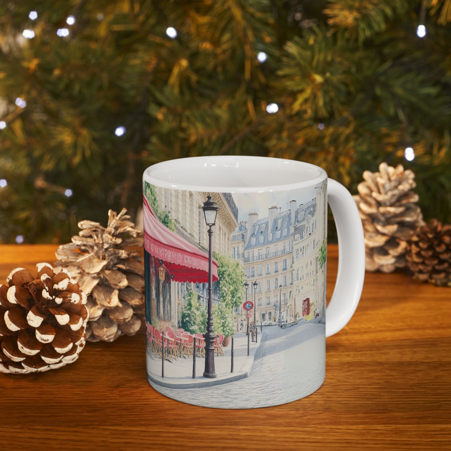 Charming Parisian Cafe Ceramic Mug - Perfect for Coffee Lovers & Gift Giving