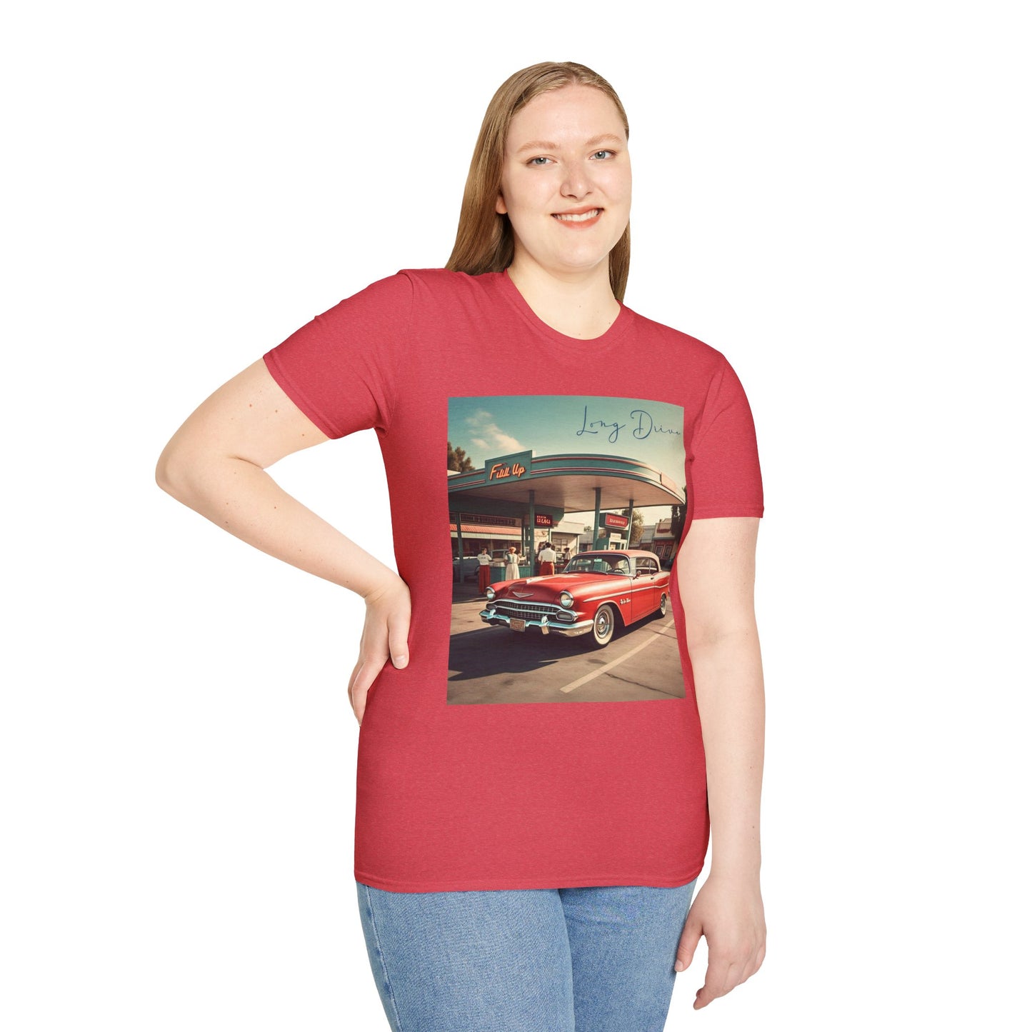 Retro Car Unisex Softstyle T-Shirt - Long Drive Graphic Tee