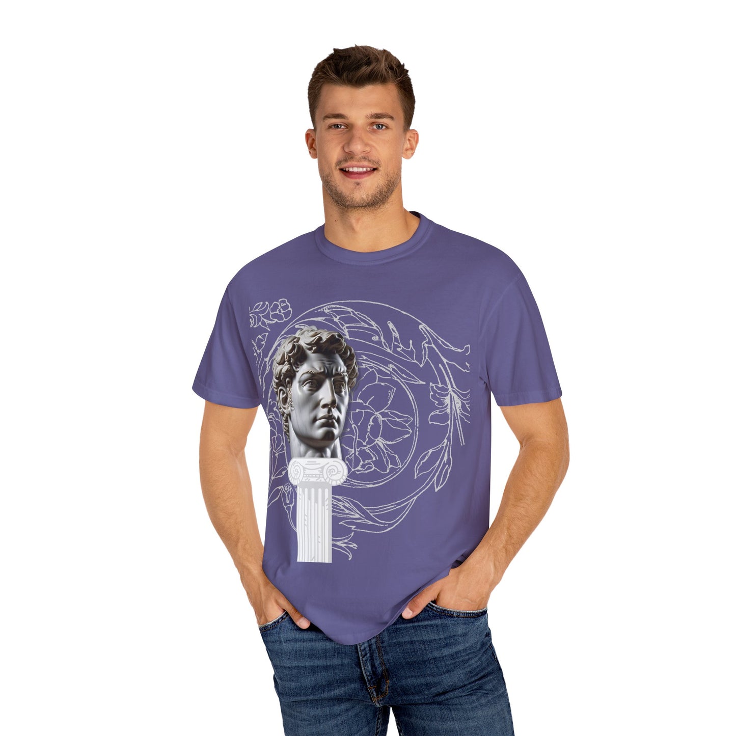 Artistic Roman Garment-Dyed T-shirt - Classic Sculpture Design