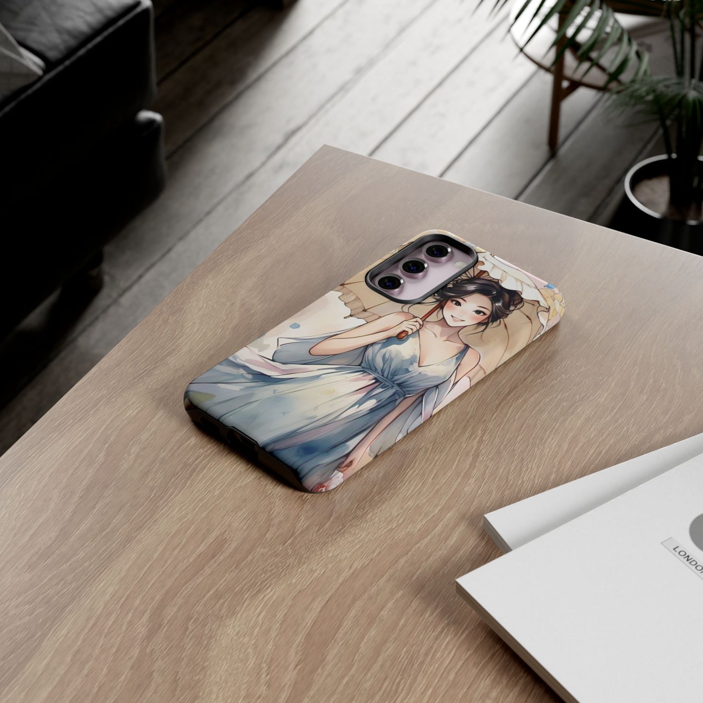 Elegant Floral Phone Case with Umbrella Design