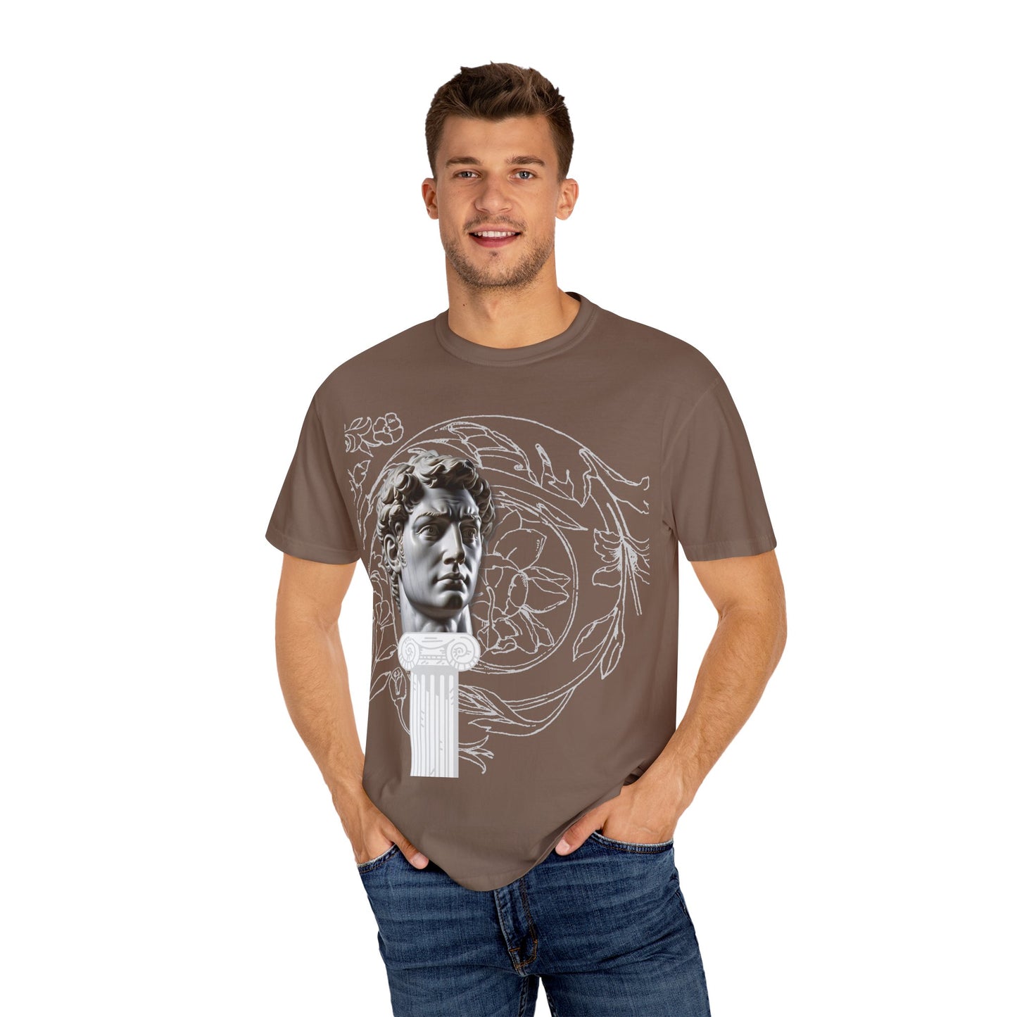 Artistic Roman Garment-Dyed T-shirt - Classic Sculpture Design