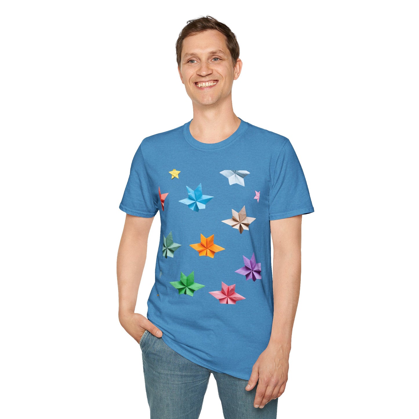 Origami Star Unisex Softstyle T-Shirt - Colorful Paper Art Tee for Creative Souls