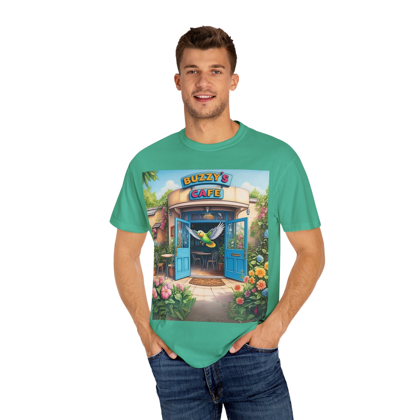 Buzzy's Cafe Unisex Garment-Dyed T-Shirt - Vibrant Summer Vibes