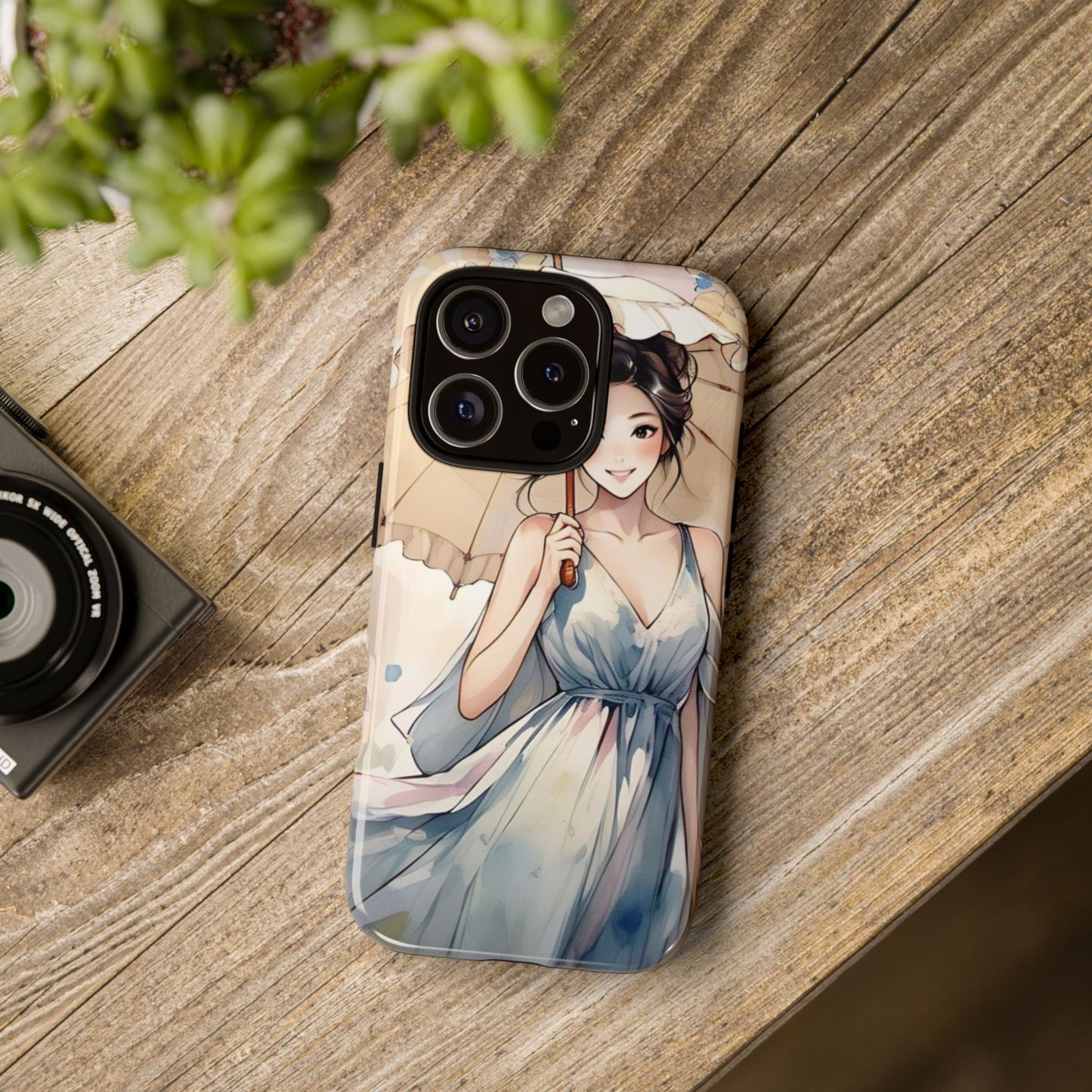 Elegant Floral Phone Case with Umbrella Design
