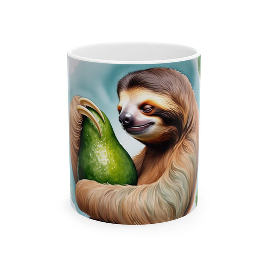 Sloth Love Ceramic Mug - Cute Avocado Design, Perfect Gift for Nature Lovers