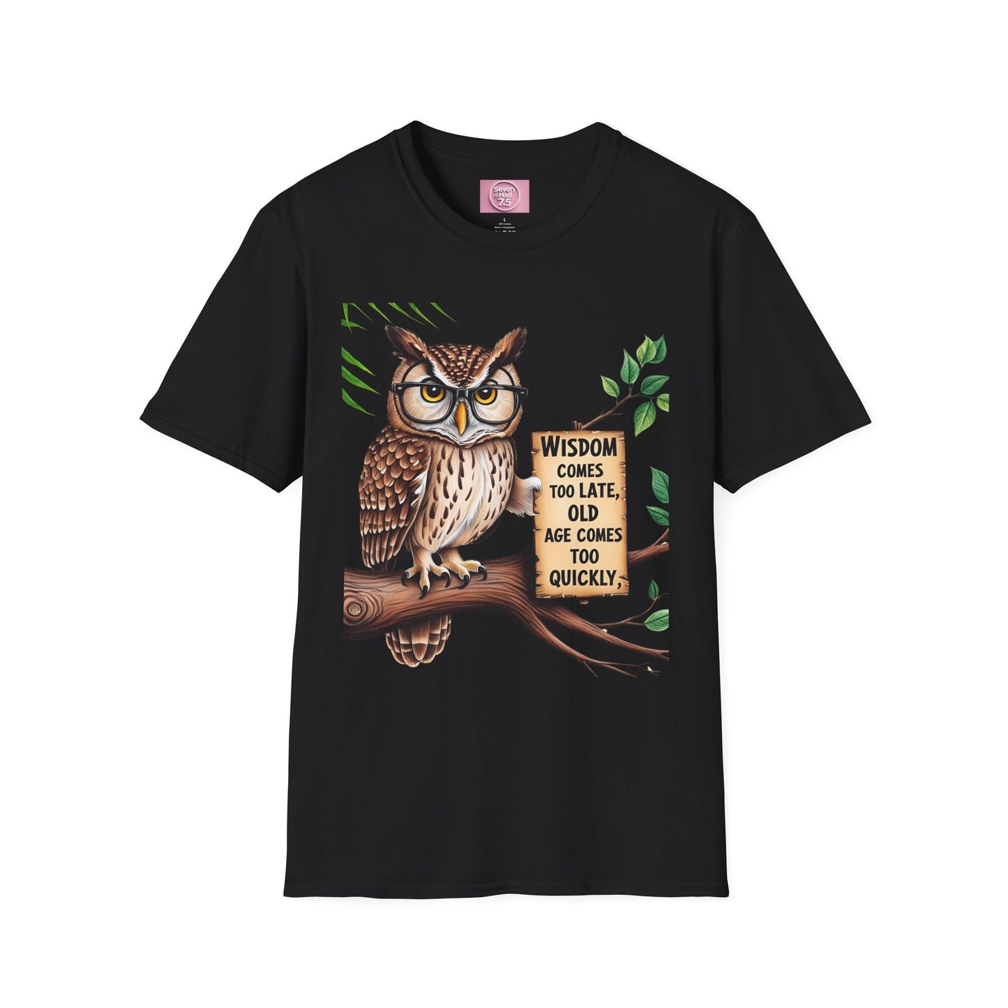 Wisdom Owl Unisex Softstyle T-Shirt - Inspirational Nature Tee