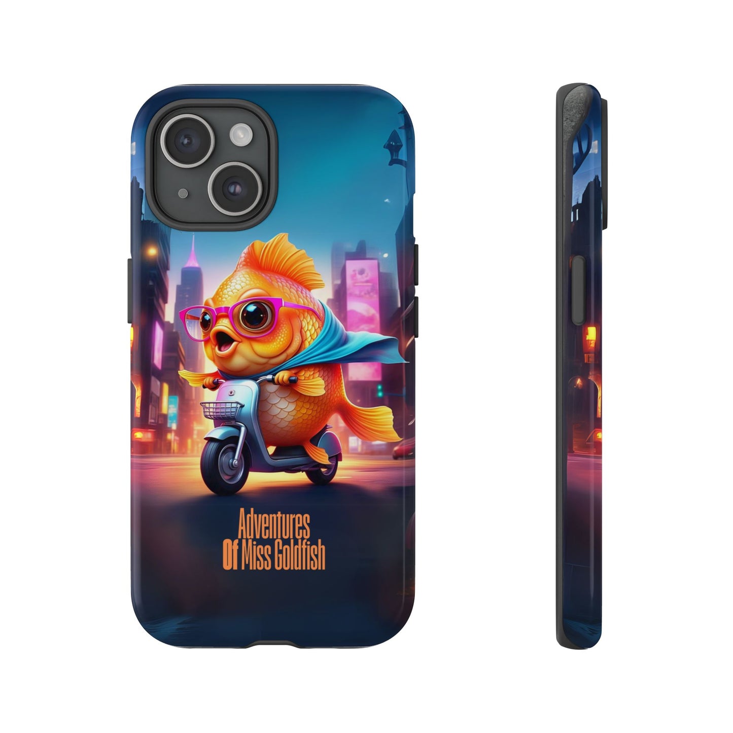 Adventures of Miss Goldfish Phone Case - Fun & Colorful Tough Cover for Fish Lovers