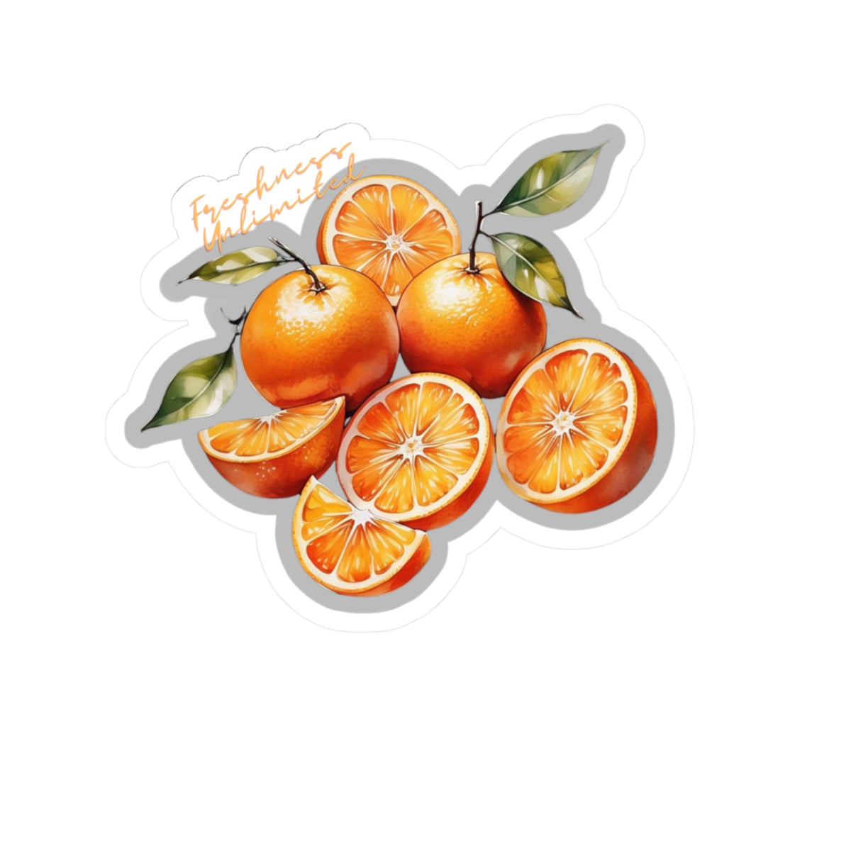 Fresh Citrus Kiss-Cut Stickers - Colorful Orange Fruit Design for Smooth Surfaces