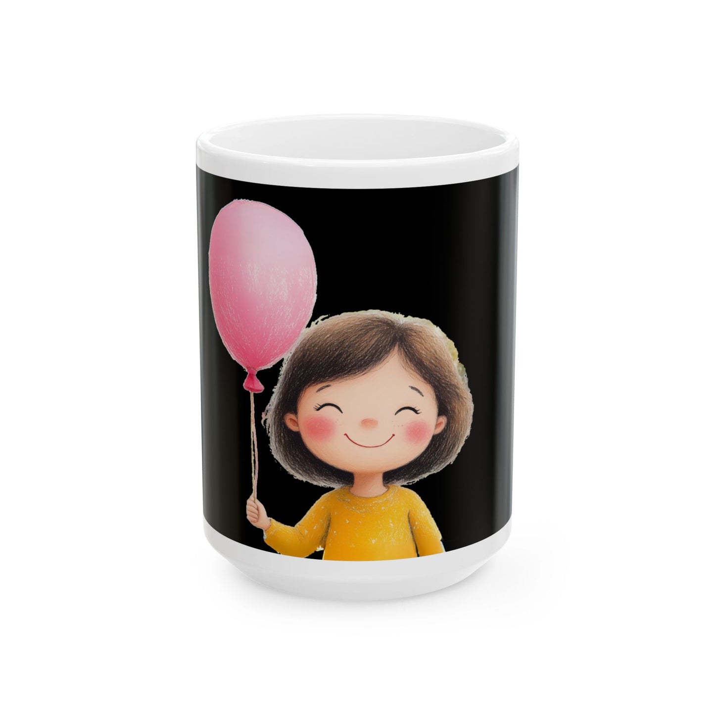 Cute Kid Holding Balloon Ceramic Mug - Perfect Gift for Kids & Birthdays