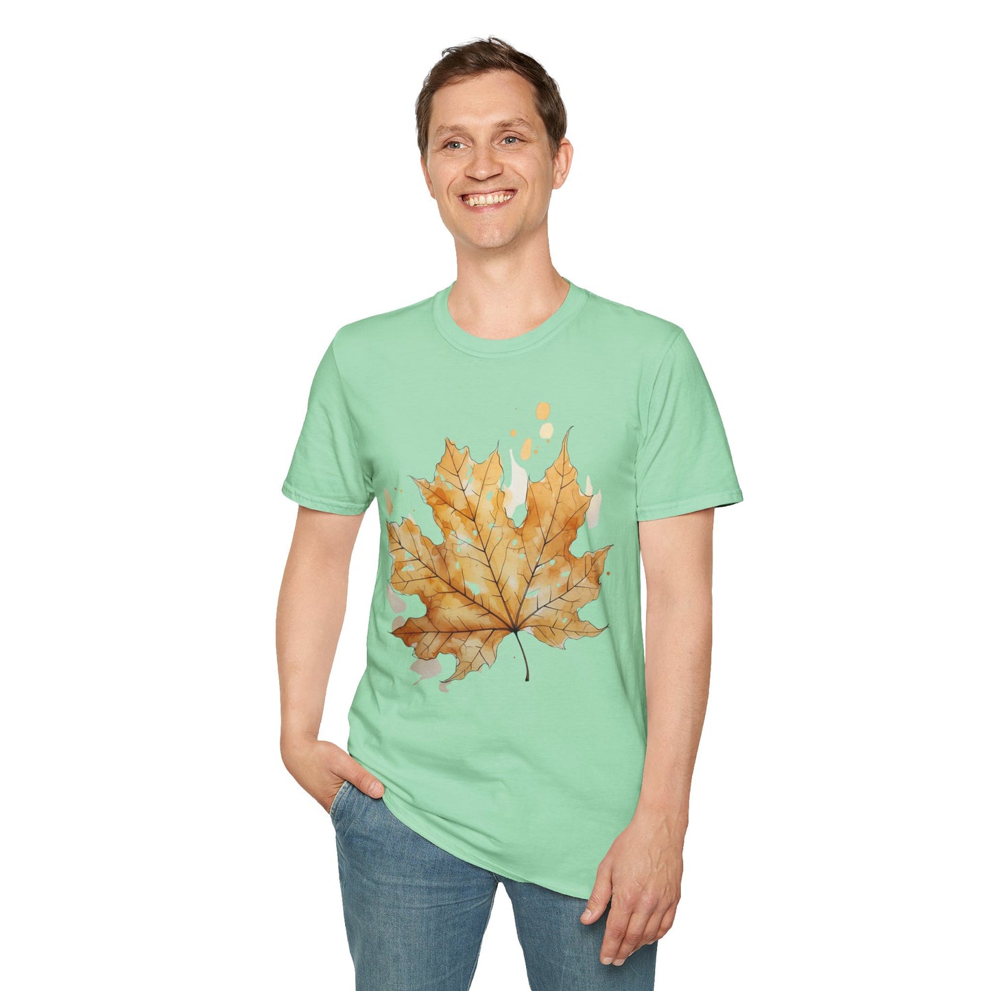 Autumn Leaf Unisex Softstyle T-Shirt - Cozy Fall Vibe Tee