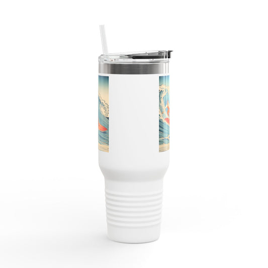 Surf Wave Insulated Travel Mug - 40oz Water Bottle for Beach Lovers