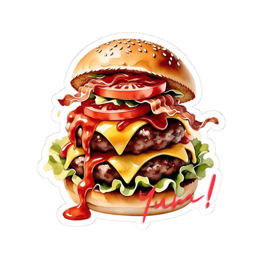 Yummy Burger Kiss-Cut Sticker - Perfect for Foodies & Laptop Decor