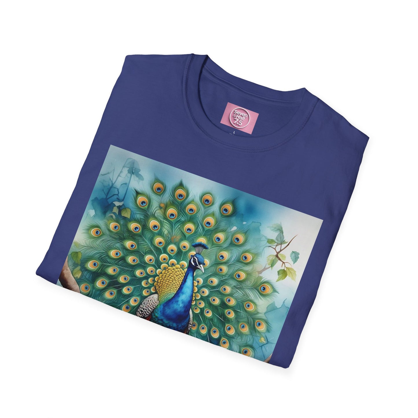 Colorful Peacock Unisex Softstyle T-Shirt - Vibrant Nature Art Tee