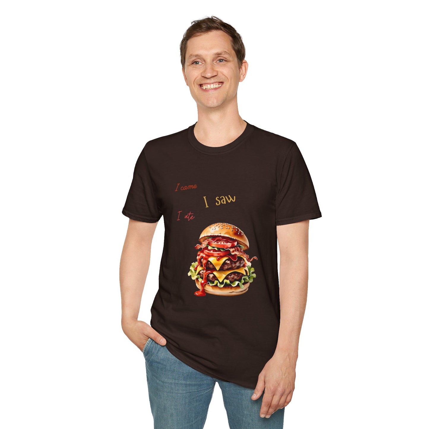 I Came, I Ate Burger Graphic Unisex Softstyle T-Shirt