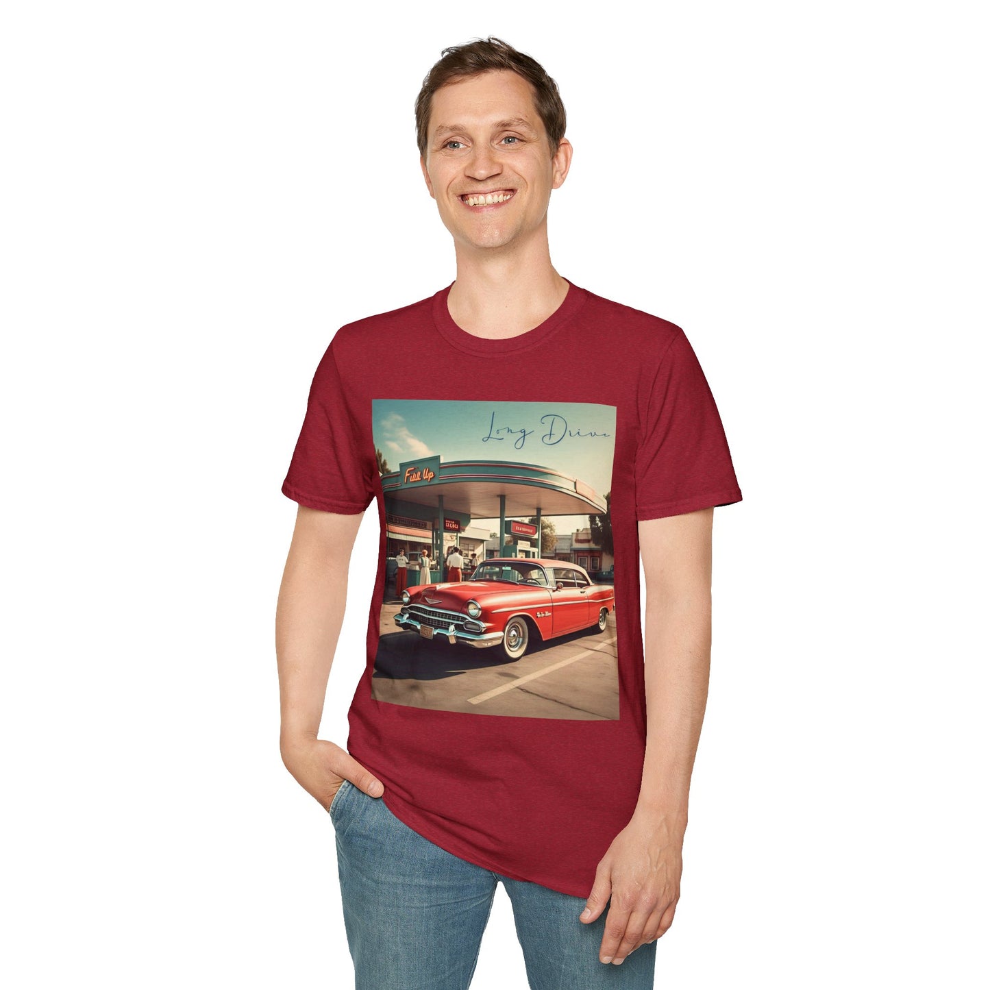 Retro Car Unisex Softstyle T-Shirt - Long Drive Graphic Tee