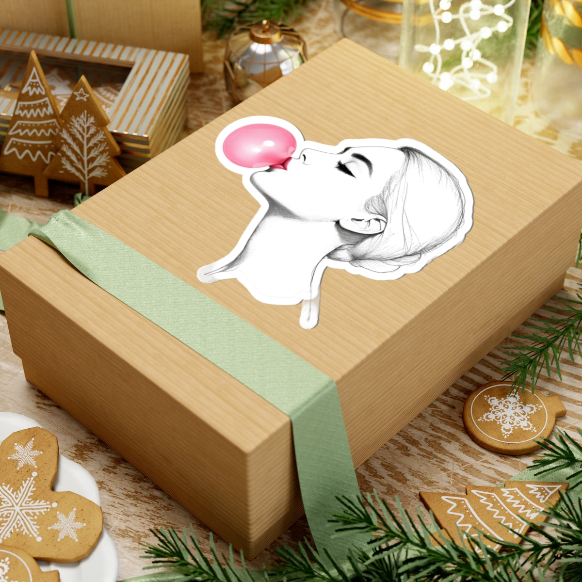Chic Bubblegum Kiss-Cut Stickers for Creative Expression