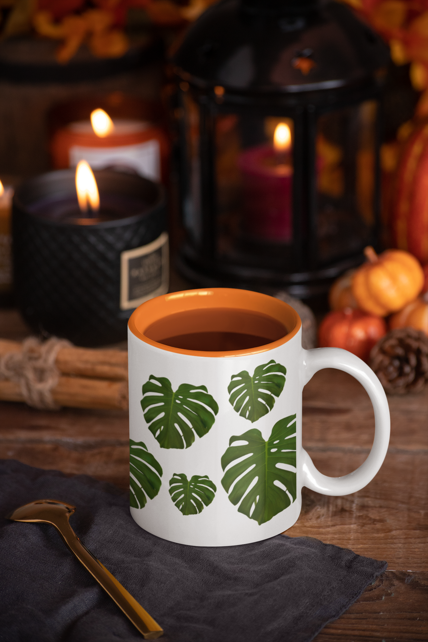 Tropical Monstera Accent Coffee Mug - Green Leaf Design, Plant Lover Gift, Home Decor, Kitchen Essentials, Nature Inspired