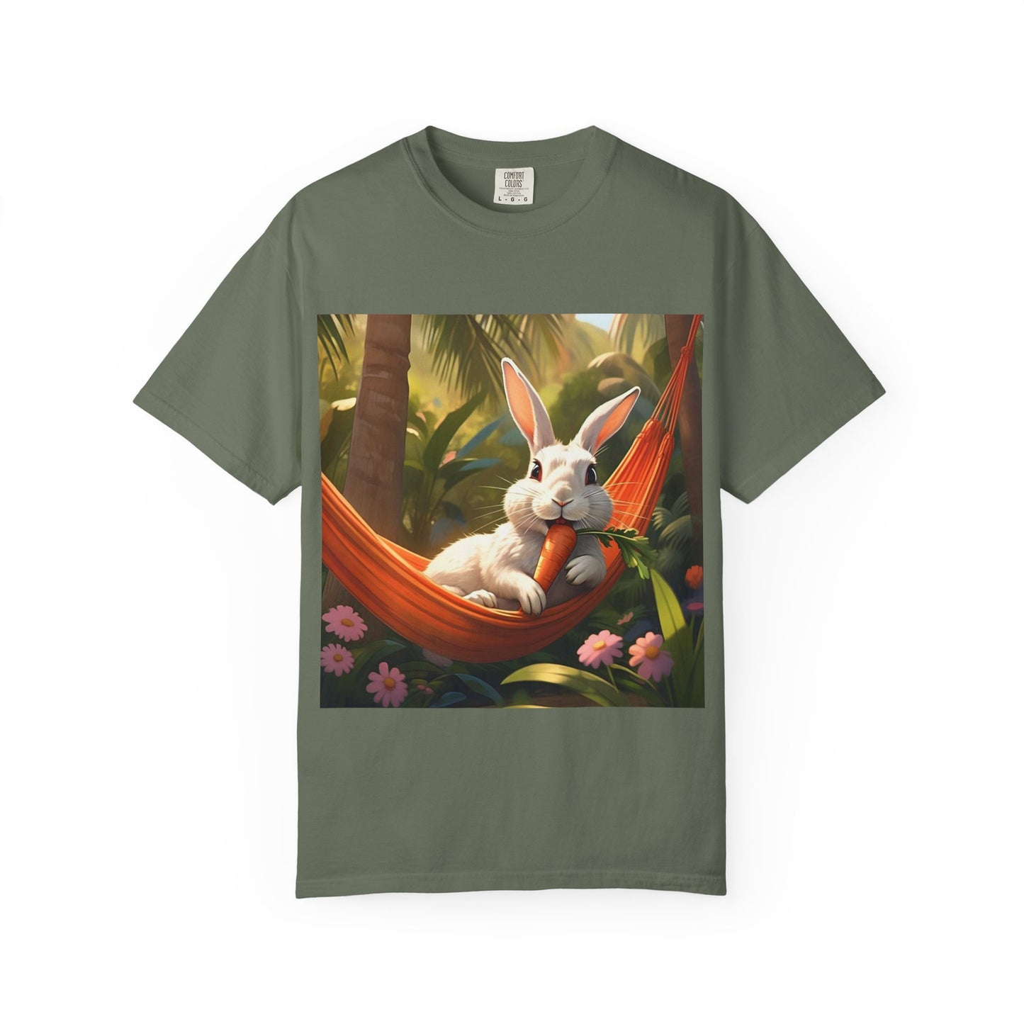 Relaxing Bunny T-Shirt - Unisex Garment-Dyed Tee for Nature Lovers