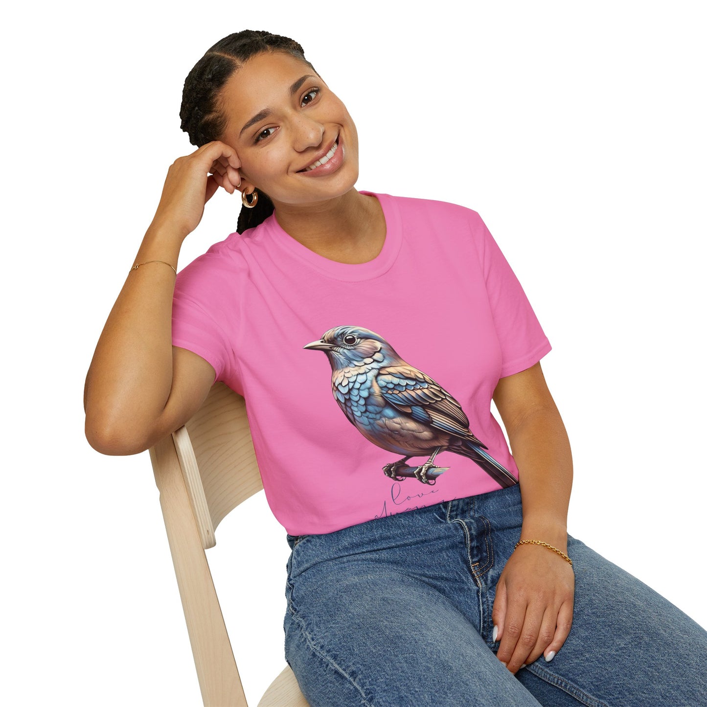 Nature-Inspired Bird Graphic T-Shirt for Soft Comfort